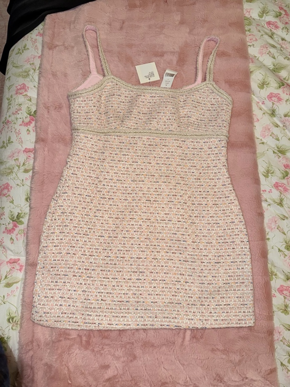 As it May Pink Tweed Bodycon Mini Dress Size XL